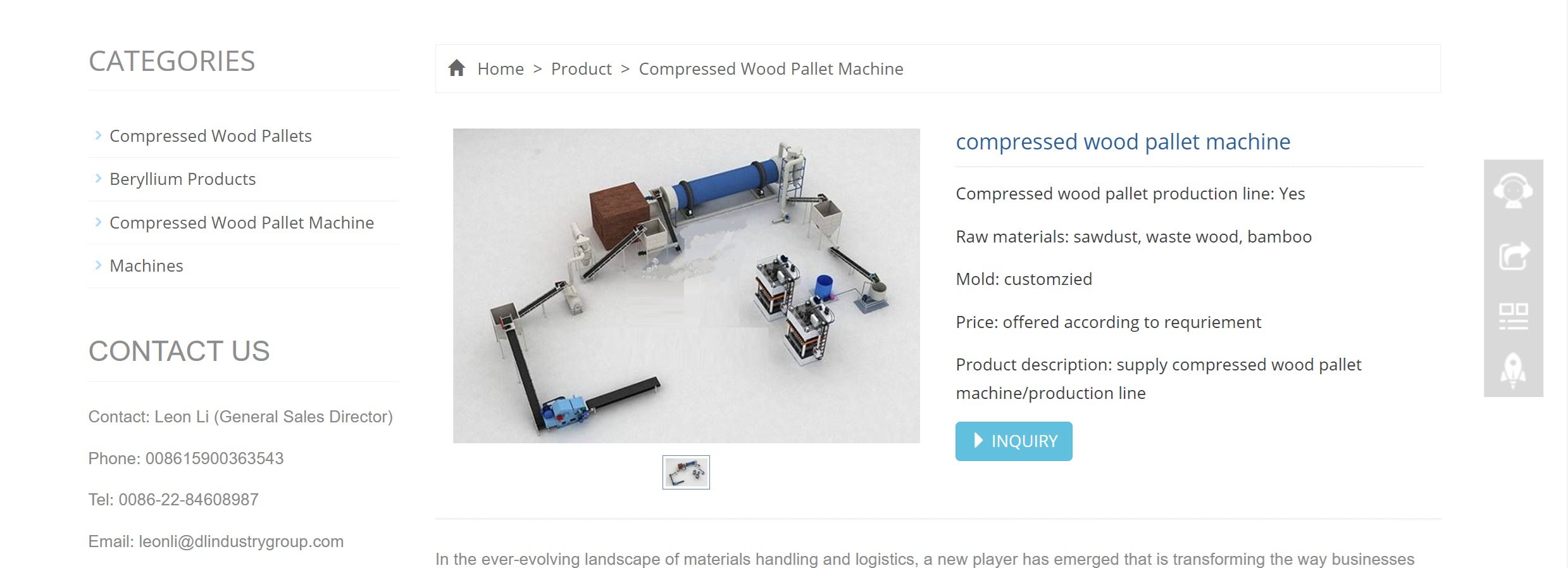 compressed wood pallet machine production line